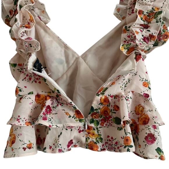 House of Harlow 1960 x Revolve Floral Ruffle Crop Top NWOT Small - Picture 3 of 7